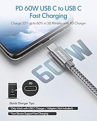 CLEEFUN 2-Pack USB C to USB C Cable 1ft PD 60W for