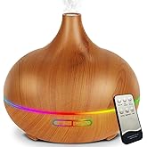 Diffuser for Essential Oil, 550ml Scent Humidifier with 7 Light Colors 4 Timer Setting Waterless Auto Off