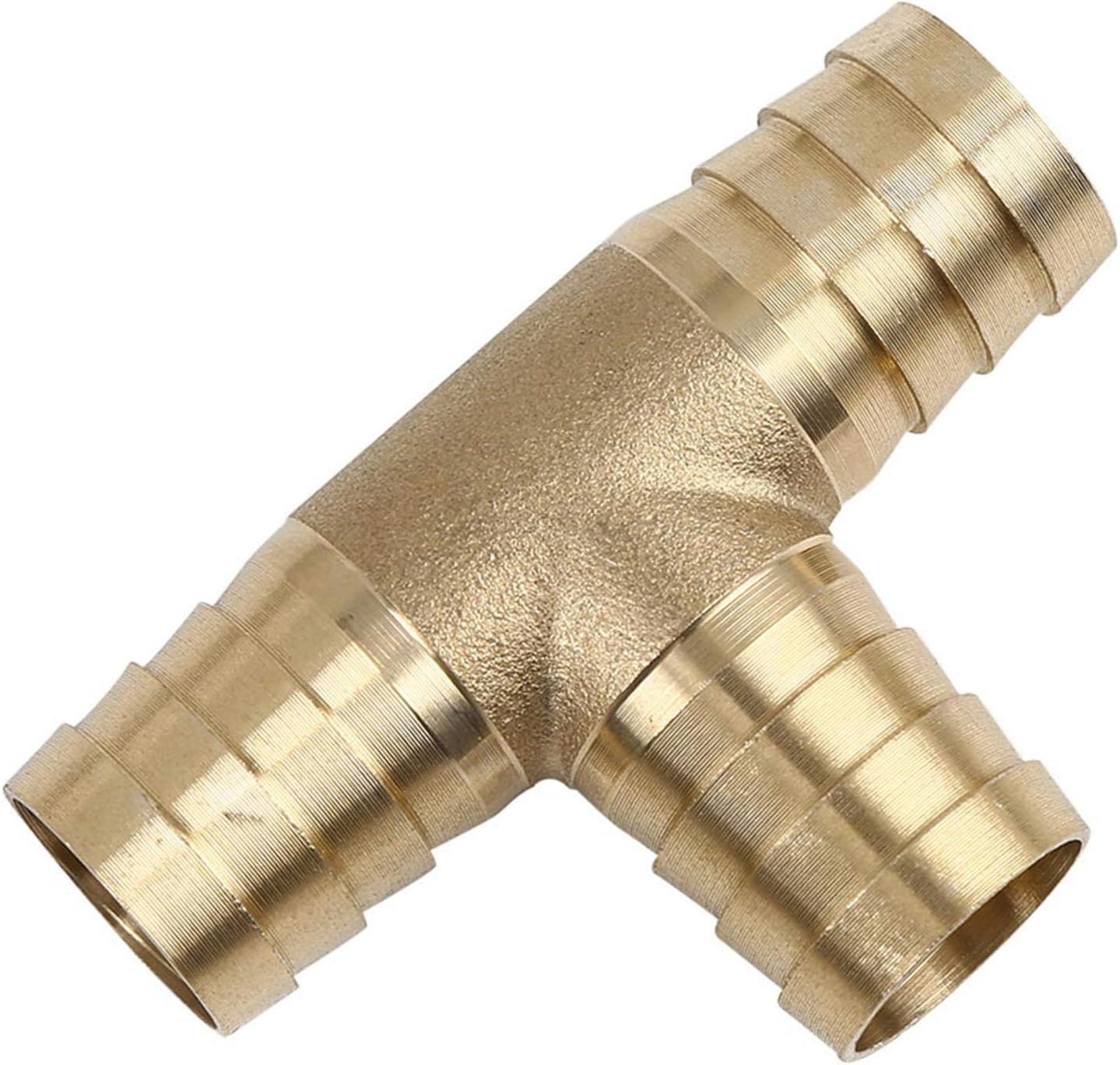 X AUTOHAUX 19mm Hose Barb Brass Joiner Tee 3 Way Adaptor for Air Water Oil Pipe, Gold