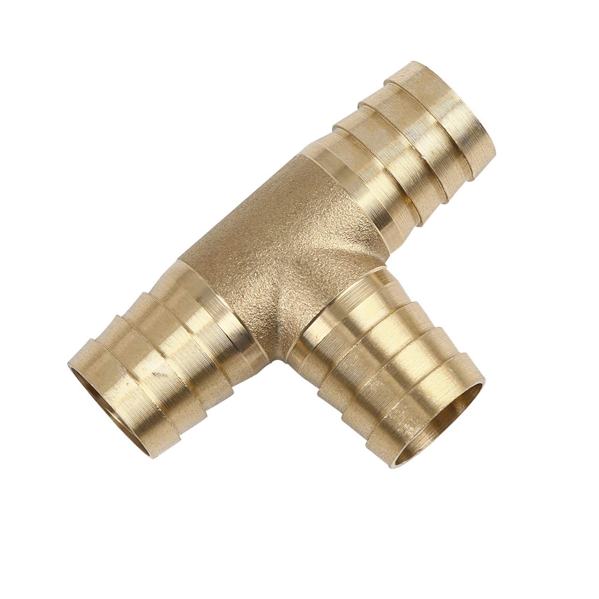 X AUTOHAUX 19mm Hose Barb Brass Joiner Tee 3 Way Adaptor for Air Water Oil Pipe