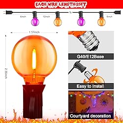 25FT Outdoor Halloween String Lights, G40 Outdoor