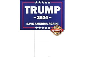 AMAZEFULL Donald Trump 2024 yard sign Save America Again sign with Metal Stake, 16"x12" Double Sided Fade Resistant, USA style sign