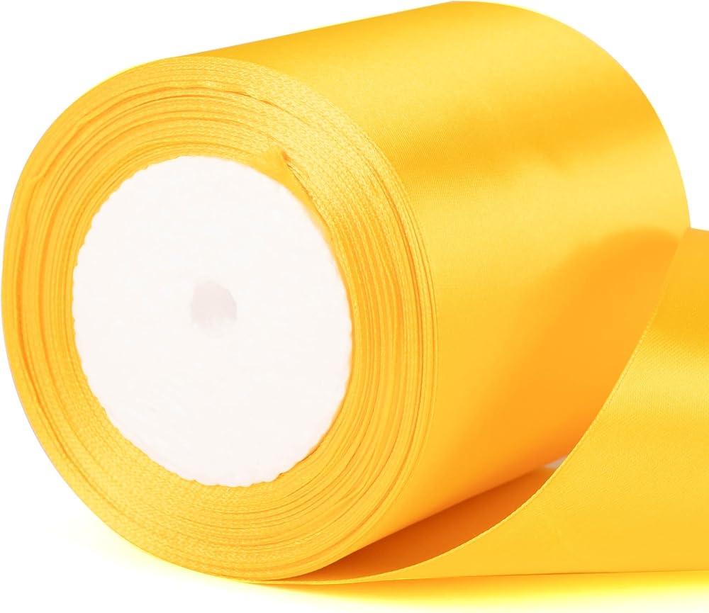 YAAVAAW 22m Thick 10cm Yellow Satin Ribbon Gift Wrap Wedding Car Decor