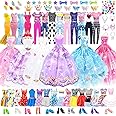 75Pcs Doll Clothes and Accessories Fashion Design Kit for 11.5 Inch Doll Dress up with 2 Wedding Gown Dresses 3 Party Dress 8