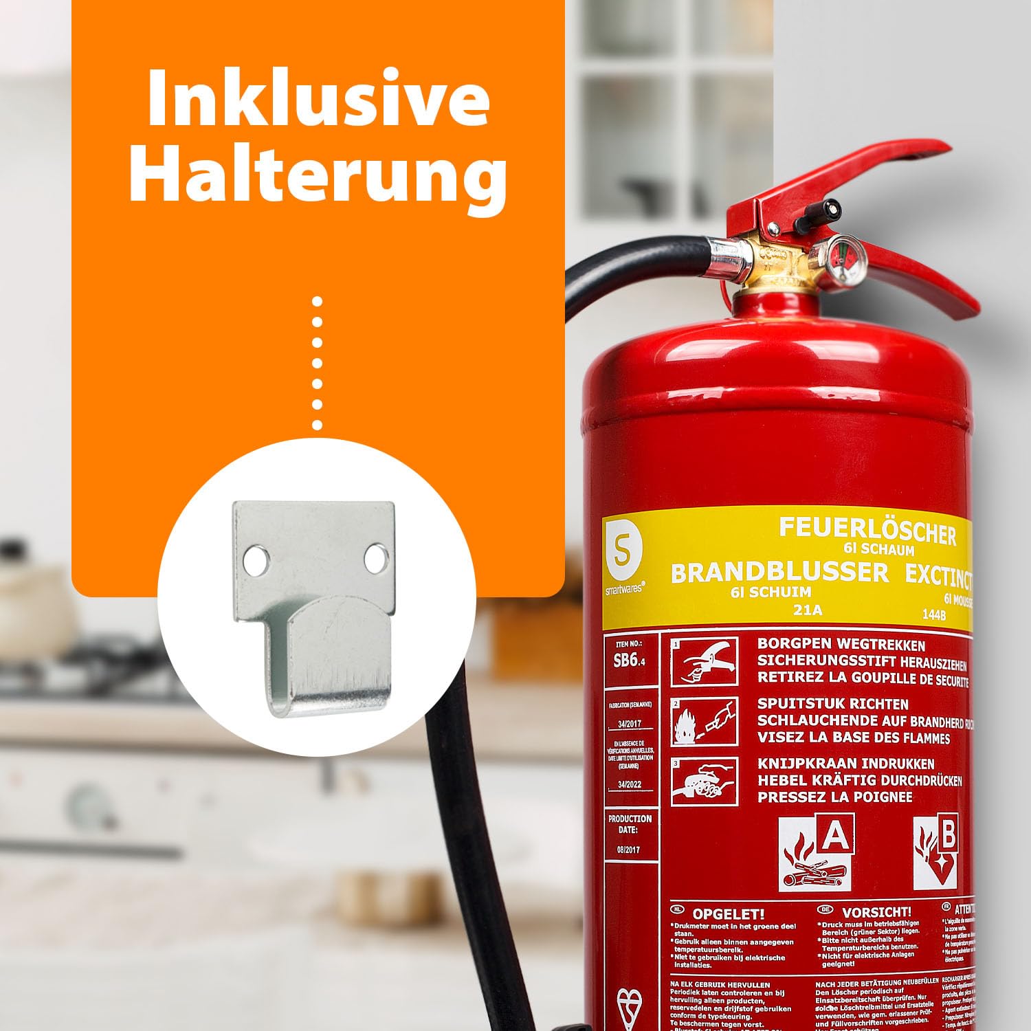 Smartwares FEX-15266 Schaum-Feuerlöscher, Rot 6
