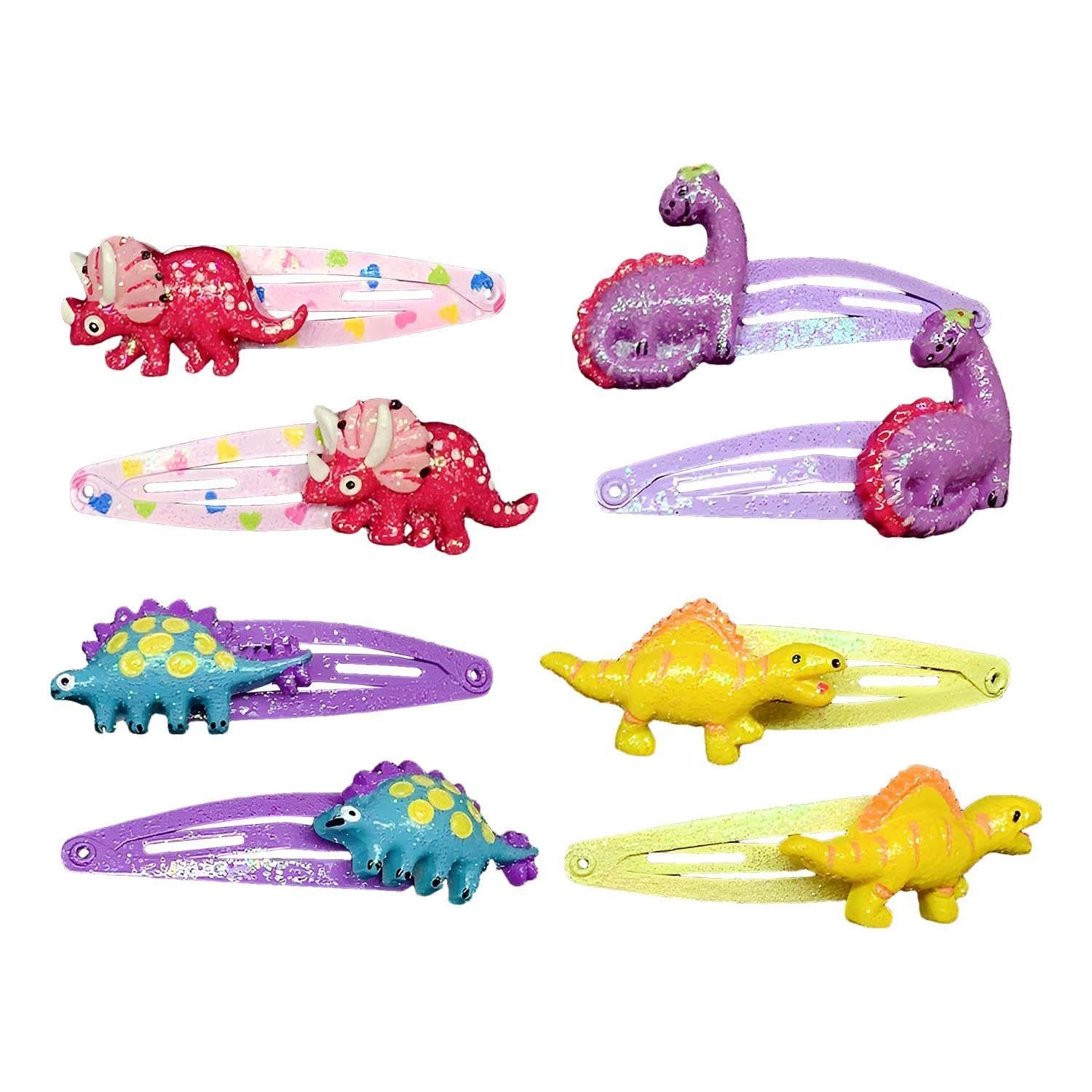 4 Pairs Dinosaur Glitter Animal Hairpins - Girl Accessories