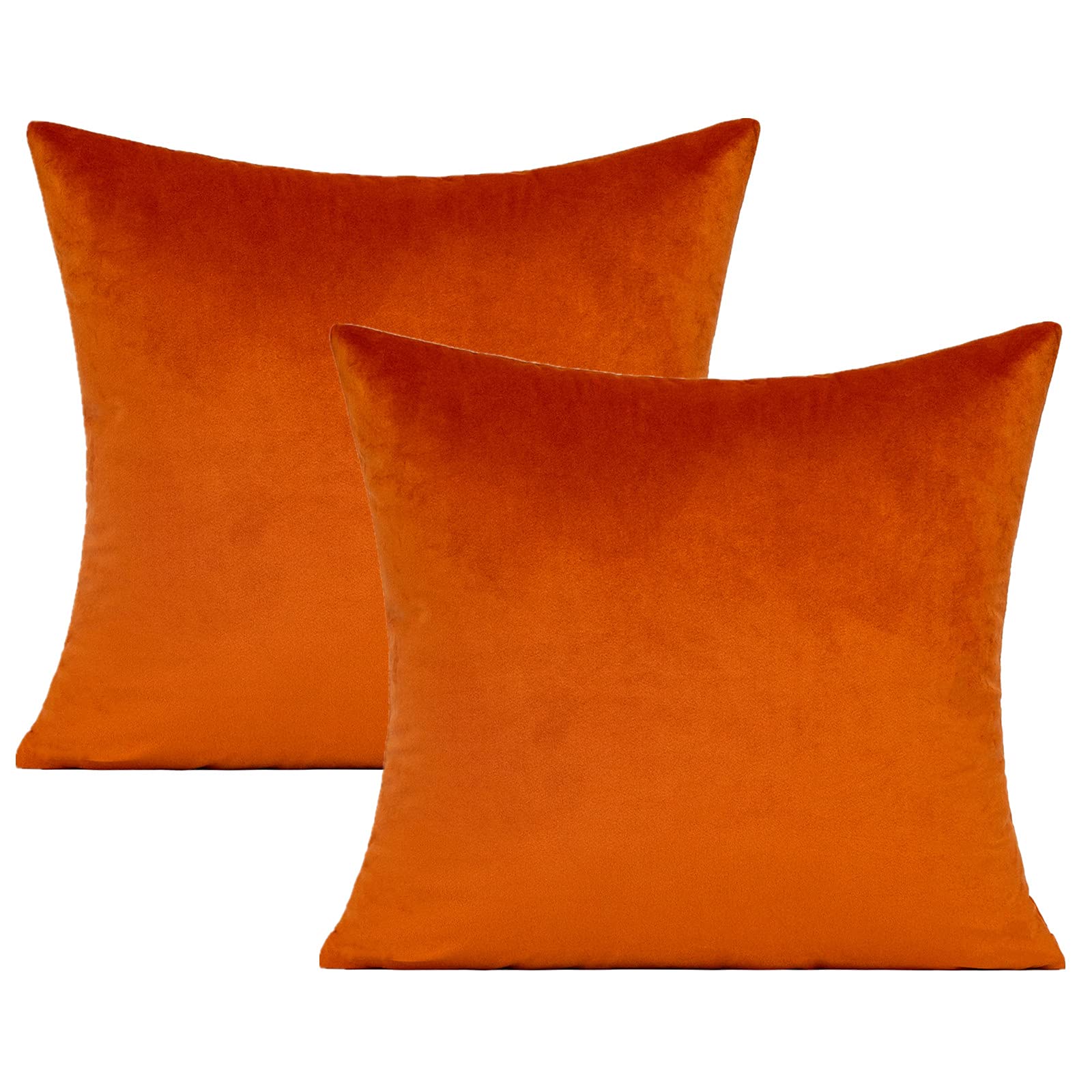VAKADO Cushion Covers Burnt Orange 45x45 Sofa Velvet Decorative Pillow Covers Decor Autumn Fall Soft Square Cozy Solid Color Cushion Cases Home for Bed Bedroom Couch Car Set of 2