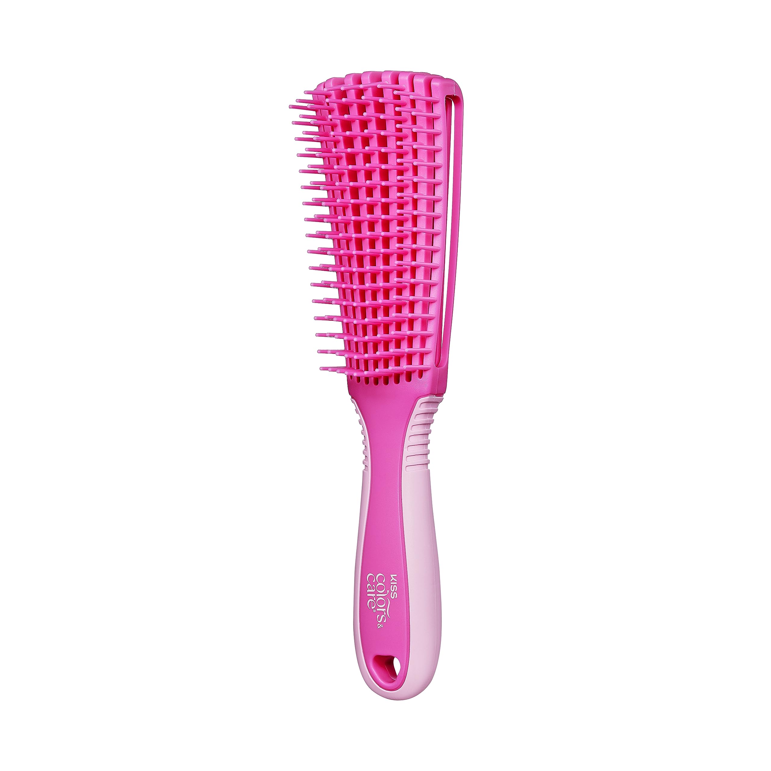KISS Colors & Care Glide & Define Detangler 9-Row Non-Slip Brush, Large, Pink- For thick and curly hair, Tangle-No, Smooth, Sleek Results, Anti-Static, Sturdy & Non-Slip Grip, Multi Uses
