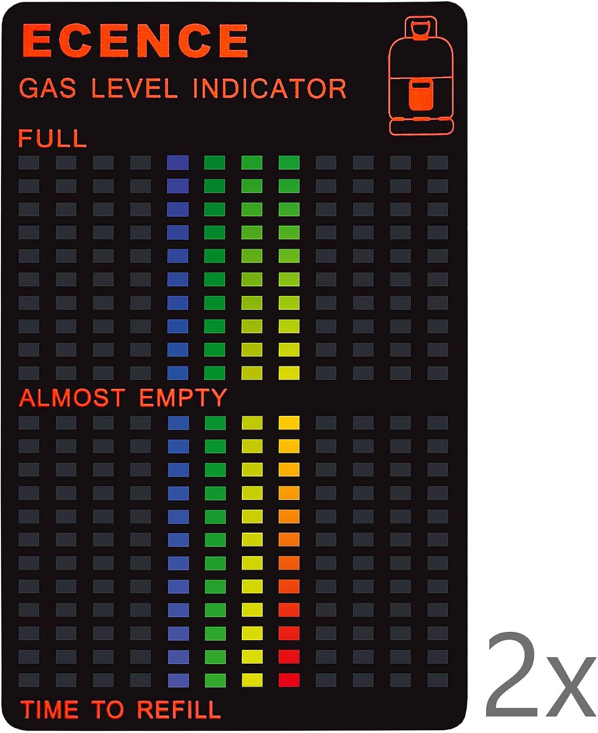ECENCE 2X Magnetic Gas Level Indicator for Butane Propane, and LPG Gas Bottles and Cylinders, Black
