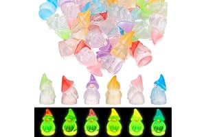 GGSTDDUP 30 Pcs Luminous Mini Resin Gnomes, Tiny Gnomes Fairy Garden Statues Glow in The Dark Miniature Gnome Figurines Decor for Landscape, Outdoor, Patio, Yard, Lawn (6 Colors)