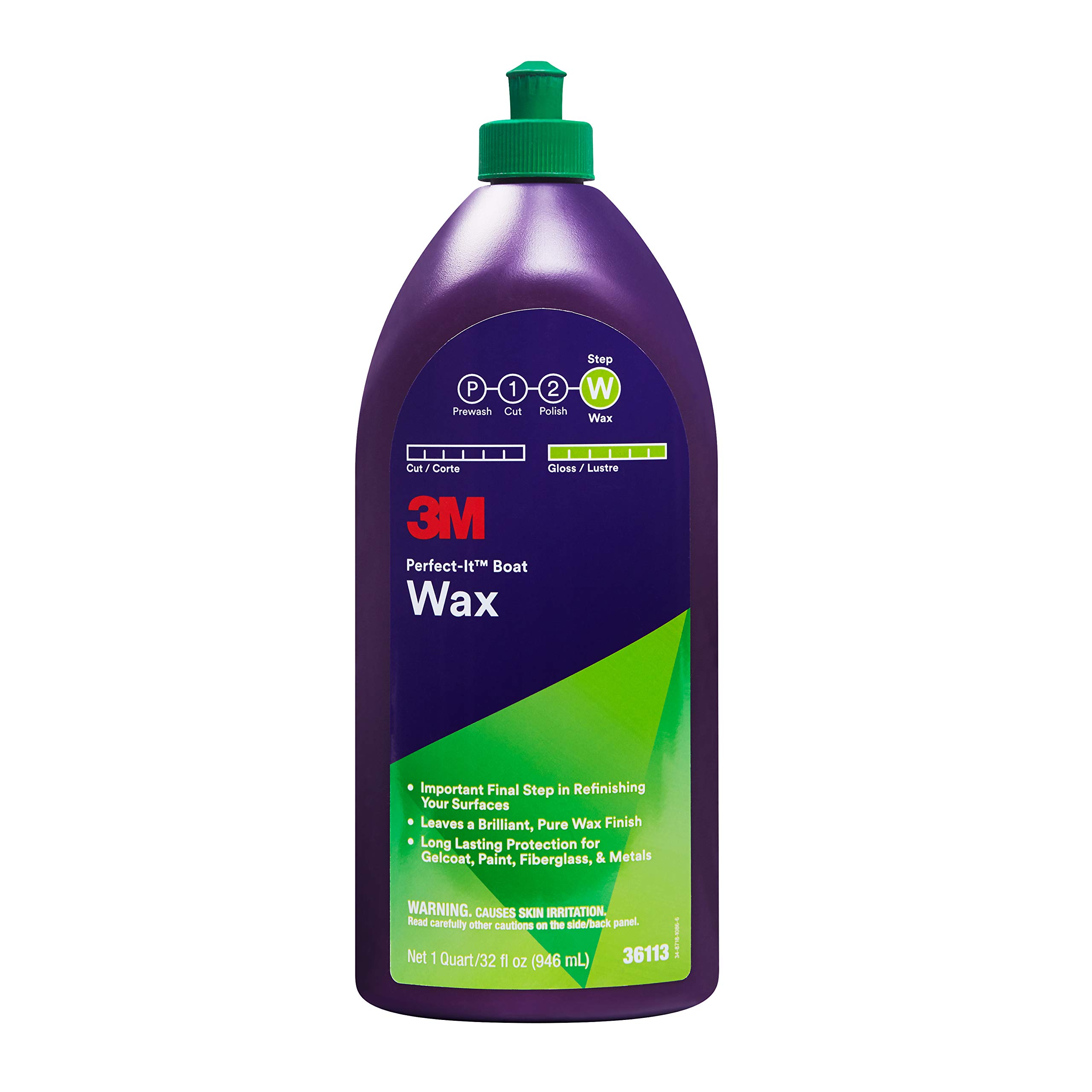 Photo 1 of 3M Perfect-It Boat Wax, 36113, 1 Quart, Contains Carnauba Wax, Protects against Weather and Oxidation, For Boats and RVs