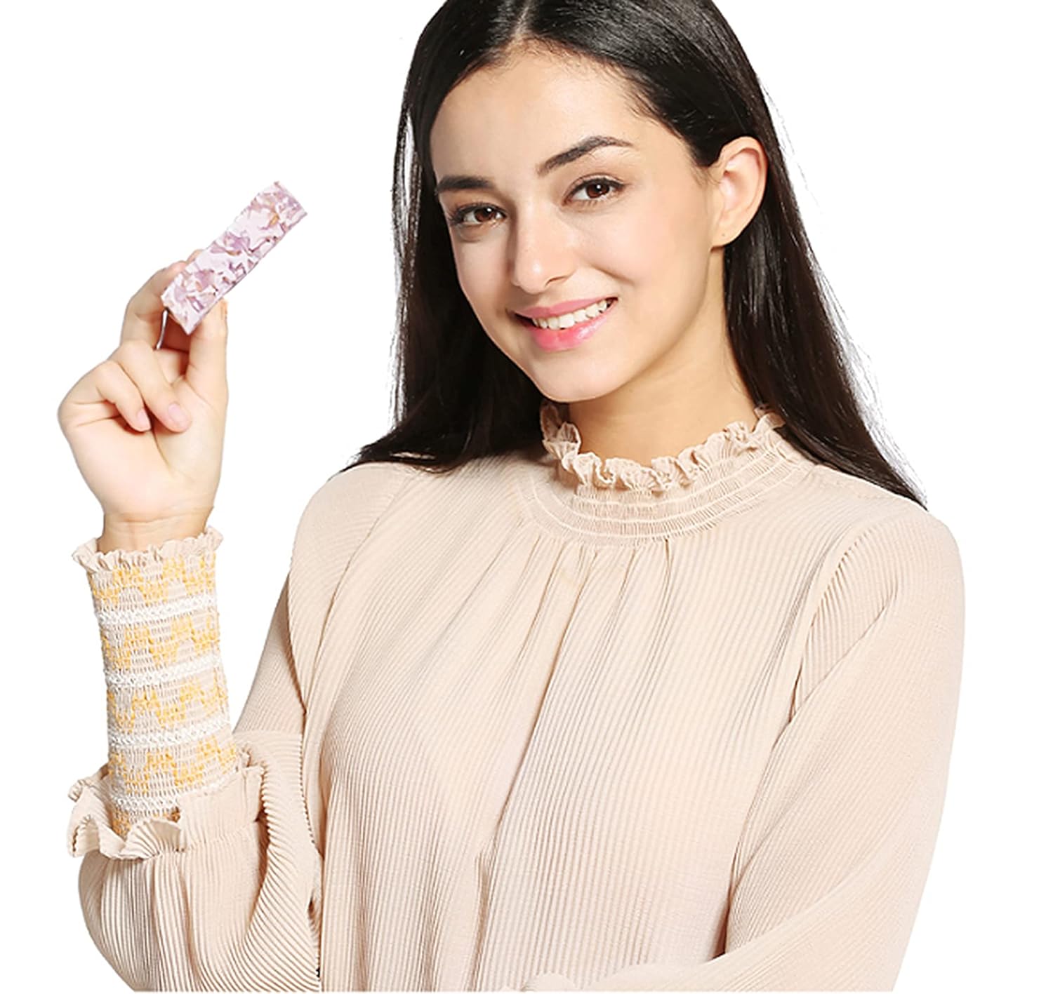 Sevendoo French Hair Barrettes Romantic Retro Marbling Hair Clip Medium Rectangular Automatic Hair Pins for Women Girl Lady 4 Pack : Beauty