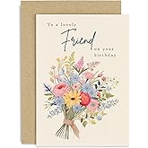 Old English Co. Flower Greeting Card for Friends Birthday - Special Female Birthday Card for Her - Friend Birthday Cards Female Adult - Floral Happy Birthday Cards for Women | Blank Inside
