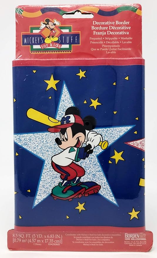 Amazon ミッキーマウス スポーツスター 接着剤付き壁紙ボーダー 高さ7インチ X 15ヤード トリムボーダー
