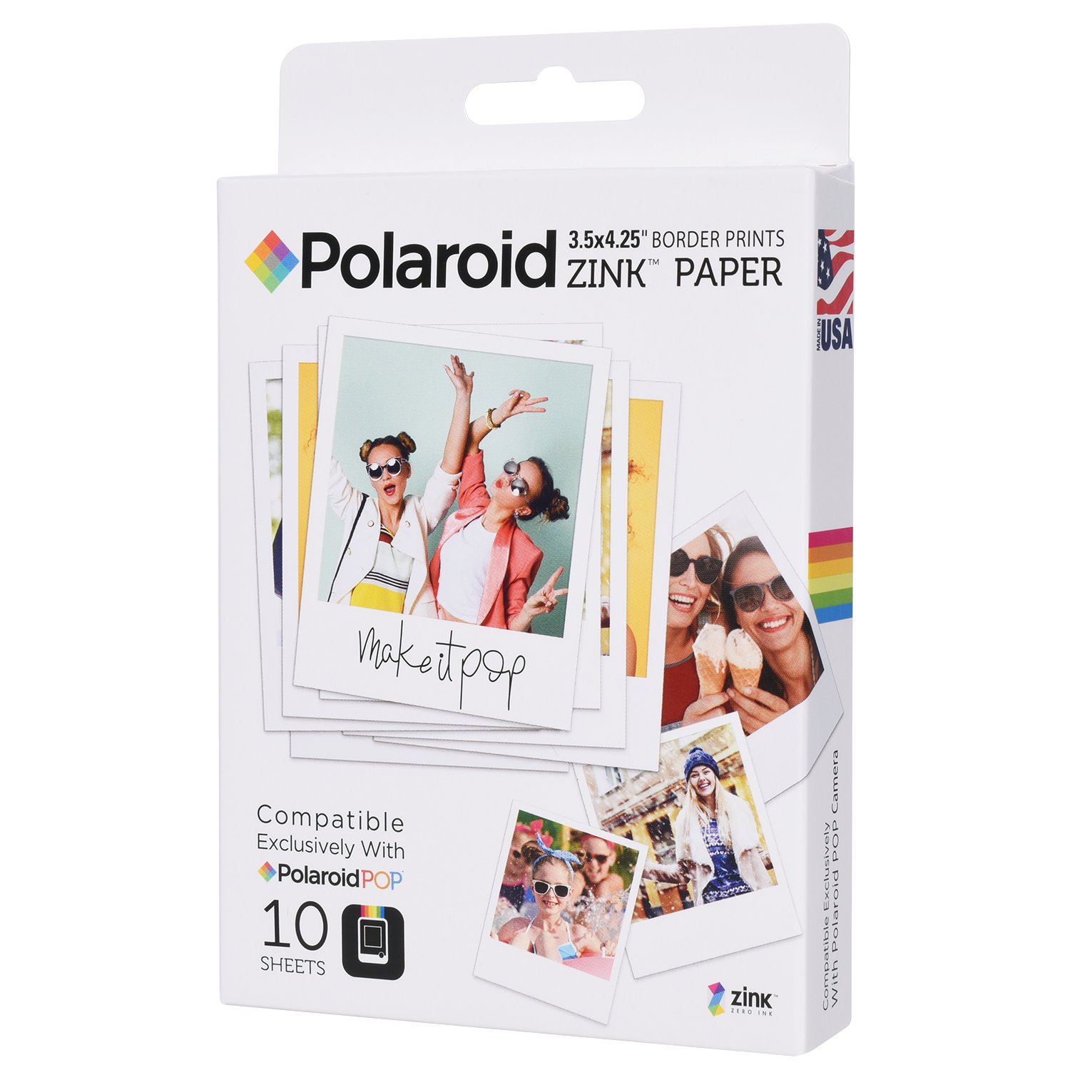 Polaroid POLZL3X410 Zink Photo Paper Compatible with POP 2.0 - Pack of 10