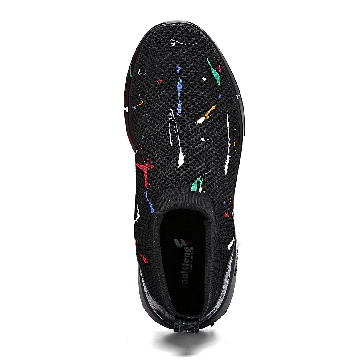 Soulsfeng Men’s Mesh PU Fashion Sneakers Breathable Lightweight Casual Sports Shoes Black (8 B(M) US=EUR39=UK5.5, PH-Black)