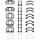 SCERRING Tragus Earrings 16g Stainless Steel Horseshoe Eyebrow Lip Rings Nail Tragus Helix Rook Cartilage Earrings Studs Ring Medusa Piercing Jewelry 8mm 36PCS