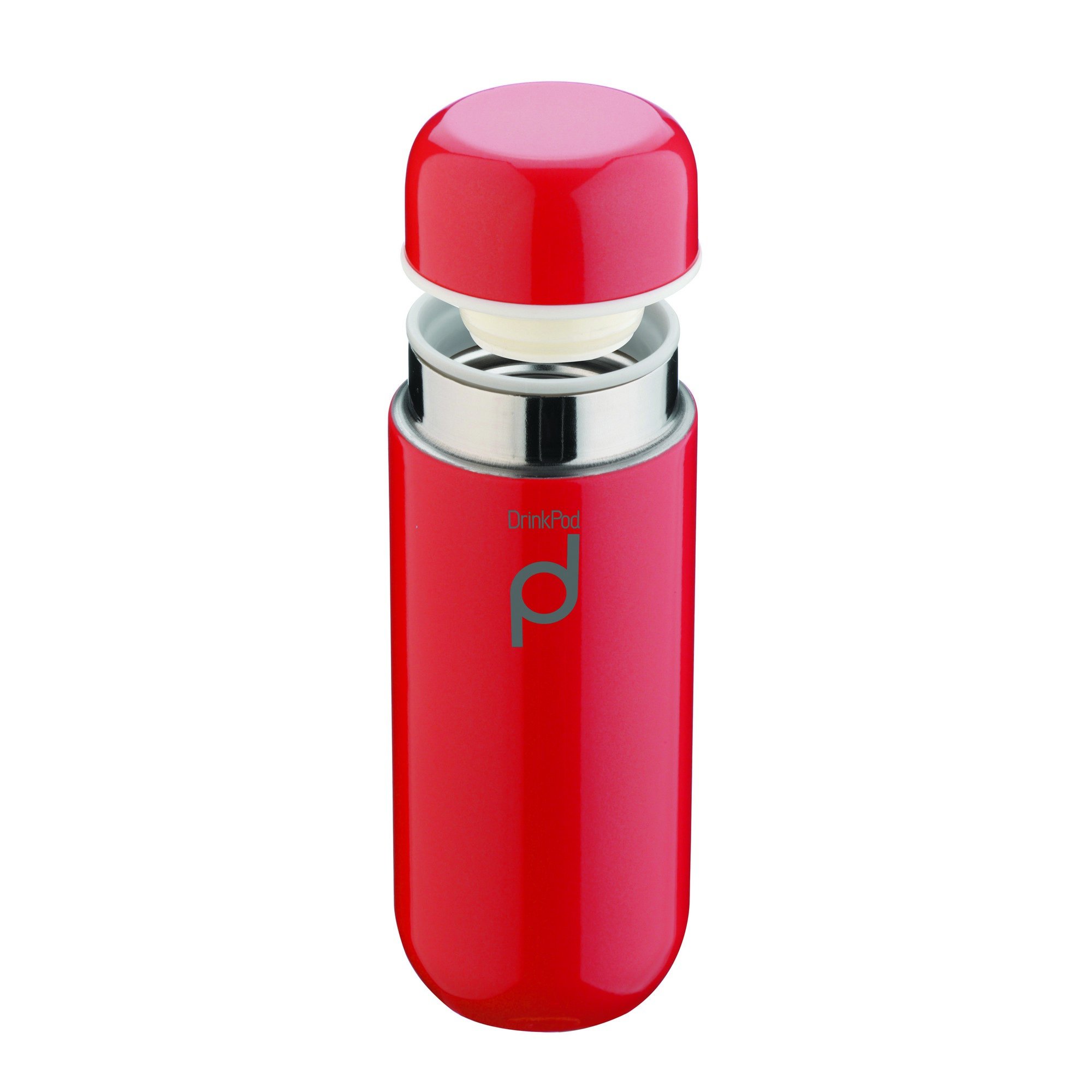Drink Pod Vacuum Insulated Flask, Stainless Steel, Red, 200ml