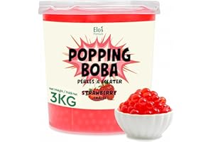 BULK (3kg 6.6 LBS) Popping Boba (Strawberry Flavour) For Bubble Tea| DIY Marble Size Boba Pearls Bursting Tea Balls| Right Ta