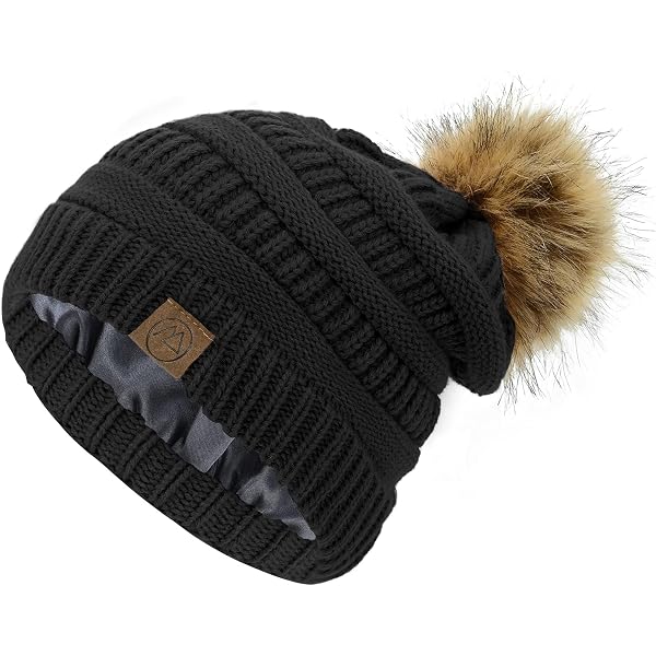 Clothirily Beanie Hat For Women - Thick, Soft & Warm Winter Hat For Women, Casual Slouchy Knitted Beanie Hat, Cute Stretch Womens Beanie For Cold Weather, Black At Women's Clothing Store