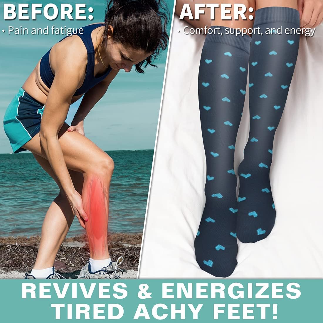Copper Compression Socks Women & Men Circulation(6 pairs) - Best for Running, Nursing, Hiking, Recovery & Flight Socks : Clothing