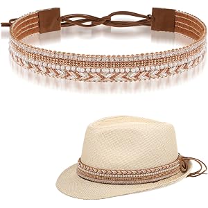Ymapinc Western Cowboy Hat Band, Braided Hat Strap for Women Brown | Cowboy Accessories, Cowgirl Hatband for Straw Hats Decor