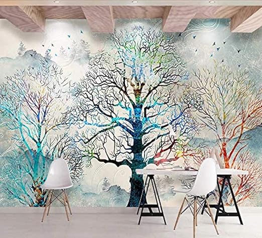 Amazon Co Jp Hxcok 3d壁画ステッカー装飾壁の壁紙ツリーヨーロッパのリビングルームの背景モダンアートキッズルームキッチンの装飾 340x210cm Diy 工具 ガーデン