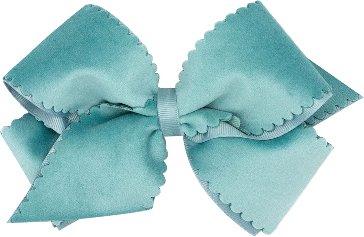Bows & Ribbons - Wee Ones Girls' Grosgrain Hair Bow with Scalloped Edge Faux Velvet Overlay