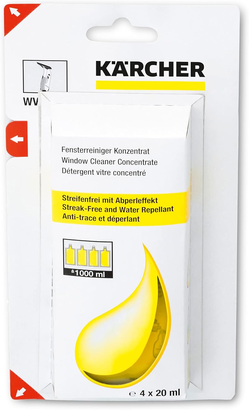 Karcher Glass Cleaning Concentrate 4 x 20ml Sachets Make 250ml Each