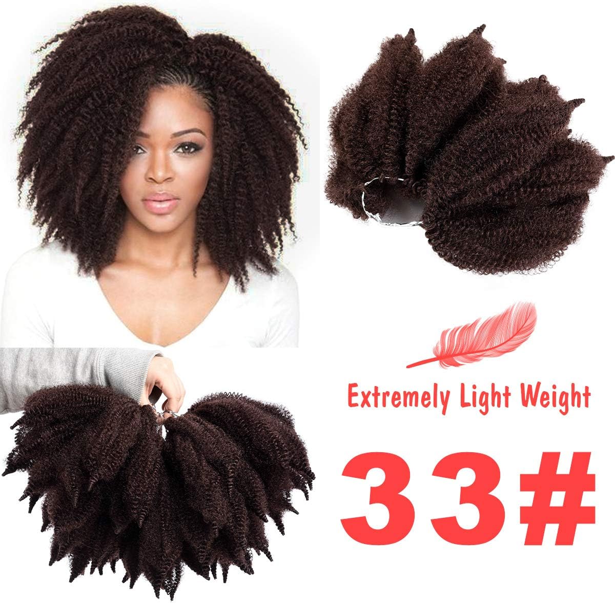 Silike 7" New Mali Bob Crochet Hair For Beauty (2 Bundles Per Pack) Afro Kinky Marlybob Crochet Braids Hair Extension (U33)