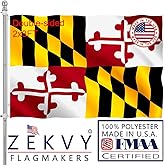 ZEKVY Maryland States Flag 2x3 Outdoor Made in USA - Double Sided Heavy Duty Vivid Color Maryland MD Flags with 2 Brass Grommet