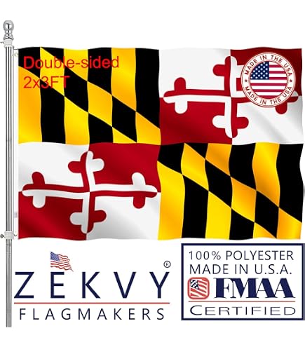 Bandiera Maryland 3x5 Ft - Bandiera Dello Stato MD - Tessuto 100% Poliestere - Foto 2