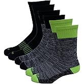 Dickies Men's Dri-Tech Performance Work Crew Socks 6 Pair,Black