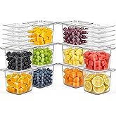 West Bay 10-Pack 1/6 Size 4''Deep NSF Polycarbonate Food Pans with Lids, Clear Commercial Hotel Pans, Food Storage Containers for Restaurant, Food Prep, Buffet, Salad Bar, Home Kitchen & Catering