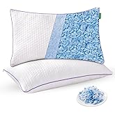Favorland Cooling Bed Pillows King Size Set of 2 - Shredded Memory Foam Pillows for Sleeping 2 Pack - Gel Pillow Adjustable Firm Pillow Soft Pillows for Side Back Stomach Sleepers