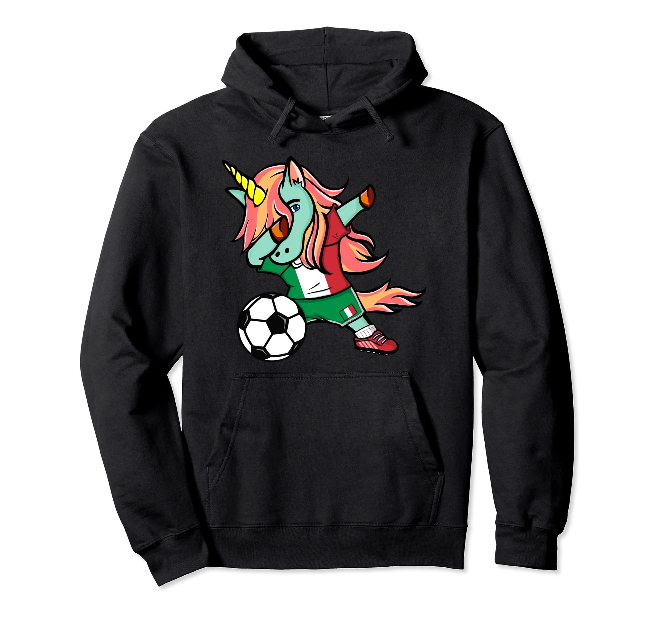 Dabbing Unicorn Italy Football - Italian Flag Soccer Lovers Pullover Hoodie