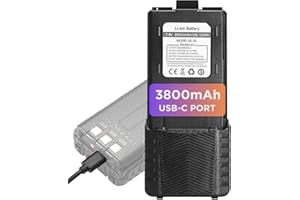 BAOFENG BL-5L 3800mAh Extended Battery Compatible with UV-5R UV-5RTP UV-5R 8W UV-5R Plus UV-5RA UV-5G UV-5G Pro GT-5R GT-5R Pro, Original Pack, Black (USB-C Port)