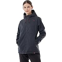 CNTRITON Women's Fleece Lined Softshell Jacket Hooded Midweight Windbreaker Waterproof Anorak Coats for Running,Hiking
