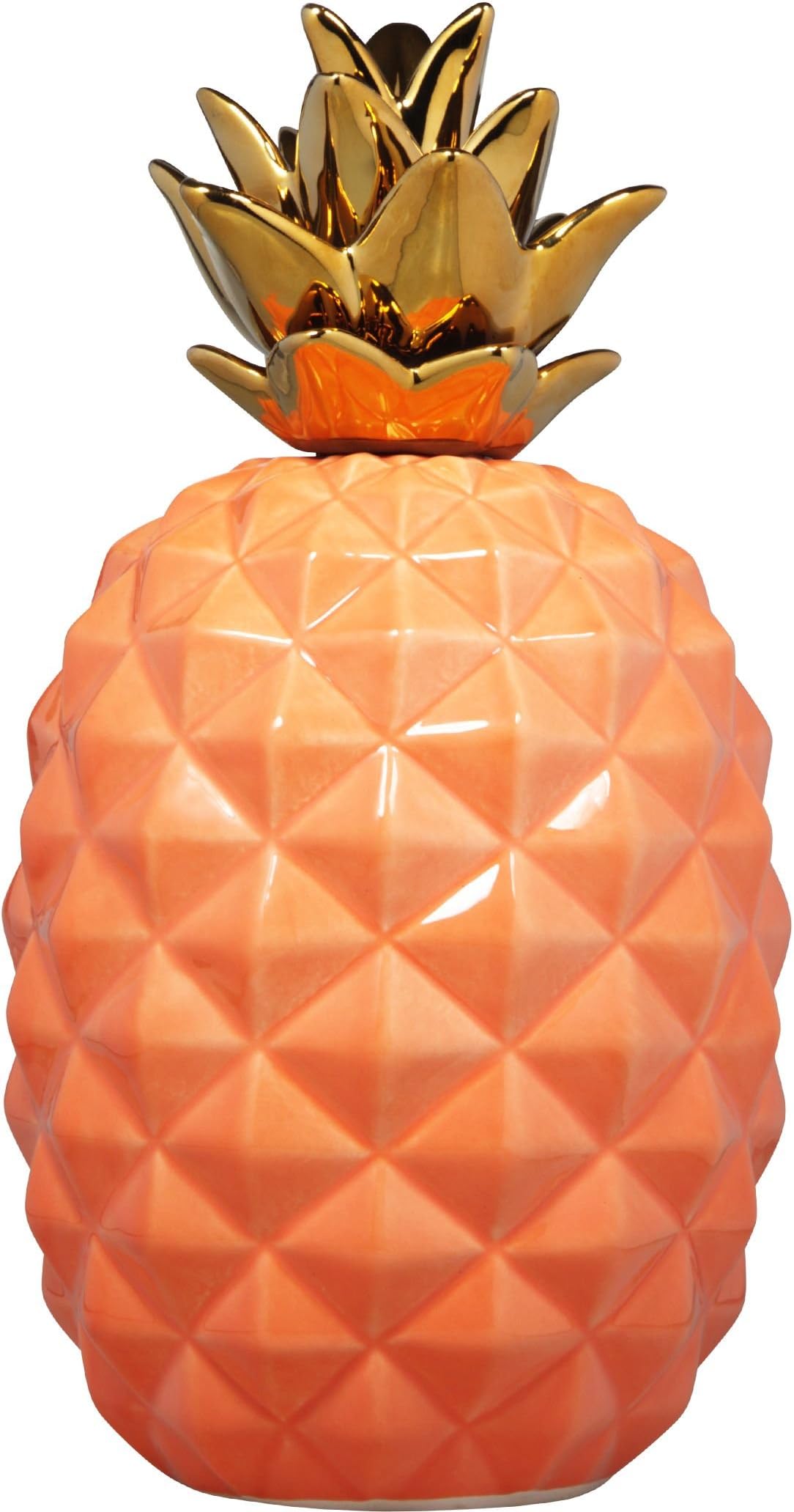 Pineapple Decor in Coral with Gold Crown