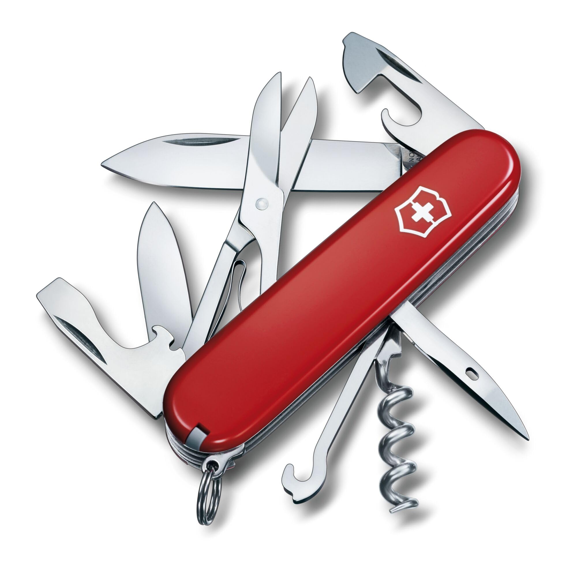 Victorinox Climber Swiss Army Knife, Medium, Multi Tool, 14 Functions, Blade, Bottle Opener, Red