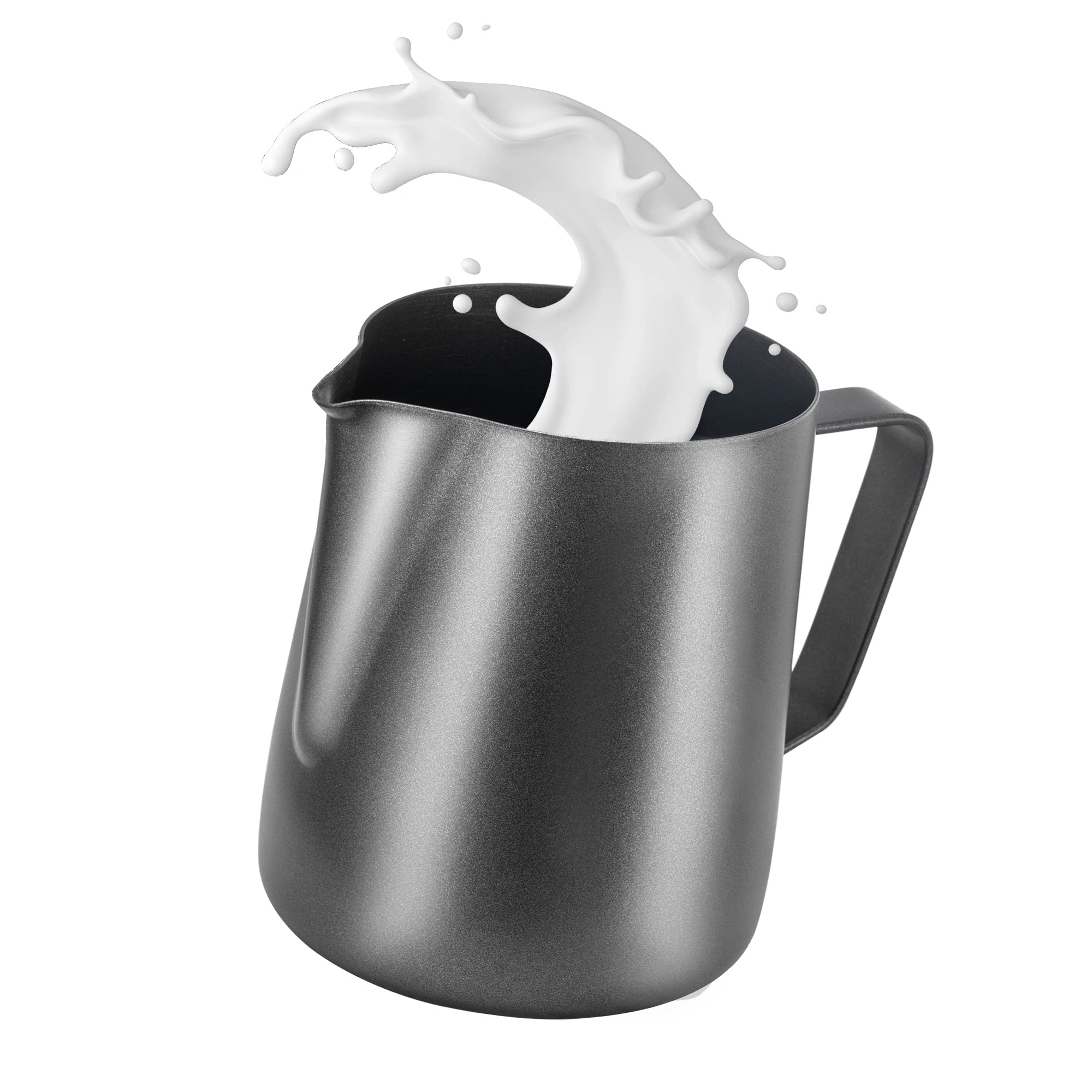 Milk Jug, Milk Frothing Pitcher, Stainless Steel Creamer Non-Stick Teflon Frothing Pitcher 20 oz (600 ml), Cream Milk Coffee Cappuccino Latte Art,Matte Finish