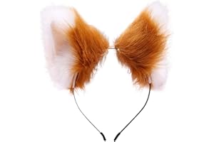 Animal Anime Fox Wolf Cat Dog Ears Headband Halloween Cosplay Costume Party Headbands Headpiece for Women Men Adult Brown
