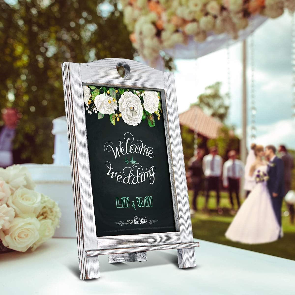 Homemaxs Chalkboard Signs Rustic Magnetic Tabletop Chalk Board 15.7 X 10 with Frame and Hanging String, Easel Countertop Memo Decor Board for Wedding, Kitchen: Office Products