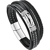 FYNSBLE Knot Leather Bracelet for Men,Vintage Fancy Curb 316L Stainless Steel Infinity Bracelet Stylish Cool Jewelry for Men Father Husband