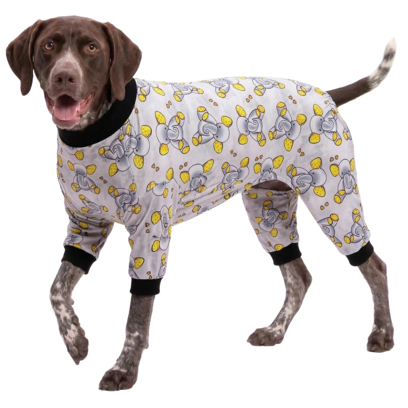 LovinPet Big Dogs Pajamas Clothes, Sleepytime Elephants Print, Pajamas for Pitbulls, Post Surgery Dog Shirt, Wound Care Large Dog Onesies, Lightweight Pullover, Full Coverage Large Breed Dog Pjs, XL