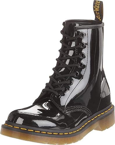 Martens Womens 1460 W Patent Leather Eye Boot, Black, in