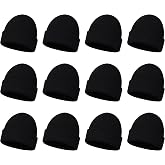 12 Pack Winter Beanie Hats for Men Women, Warm Cozy Knitted Cuffed Skull Cap, Wholesale