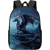 DOINBEE Kids Dragon Backpack, Cool Blue Dragon Standing on the Cliff Edge School Backpacks for Boys Girls, Animal Print Bookbag Water Resistant 17" Laptop Bags Casual Travel Daypack