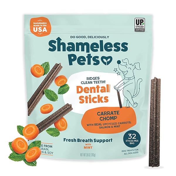 SHAMELESS PETS CARROT & MINT DENTAL CHEWS FOR...