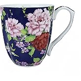 Mailandy 14oz Cute Coffee Mugs for Women Cute Mugs Bone China Floral Coffee Mug Teacups for Mom Women Birthday Gifts Christmas Gifts
